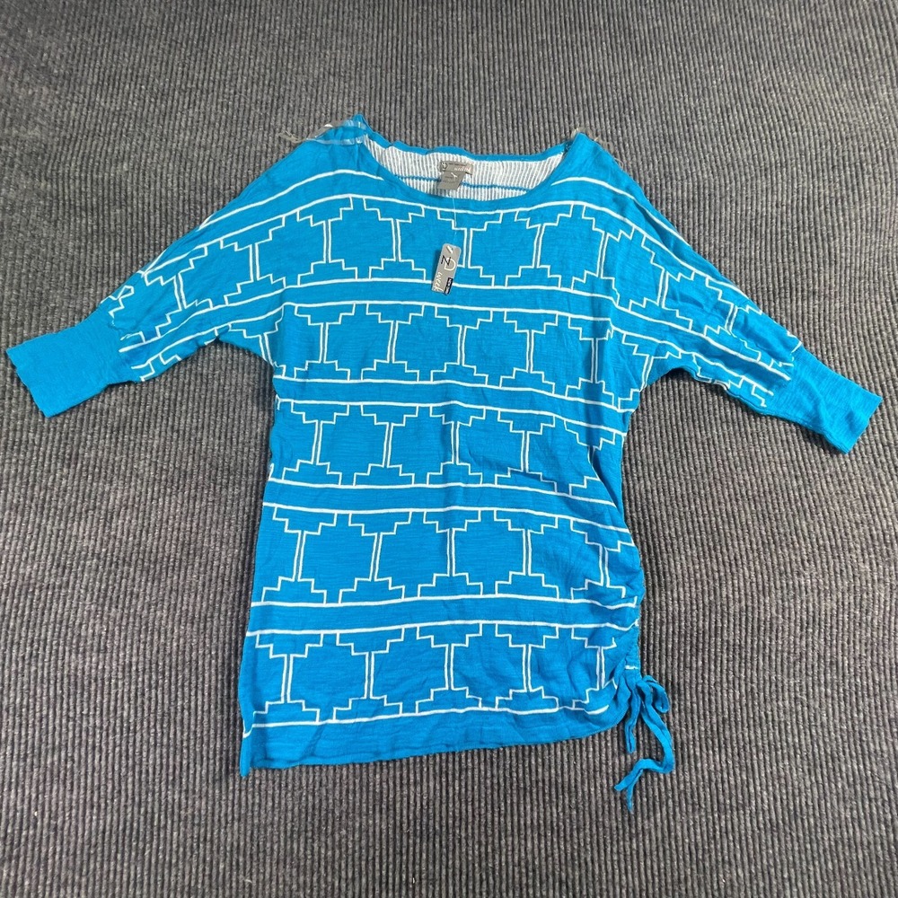 New Directions Sweater Womens M Blue Lightweight Stretch 3/4 Sleeve Casual NWT